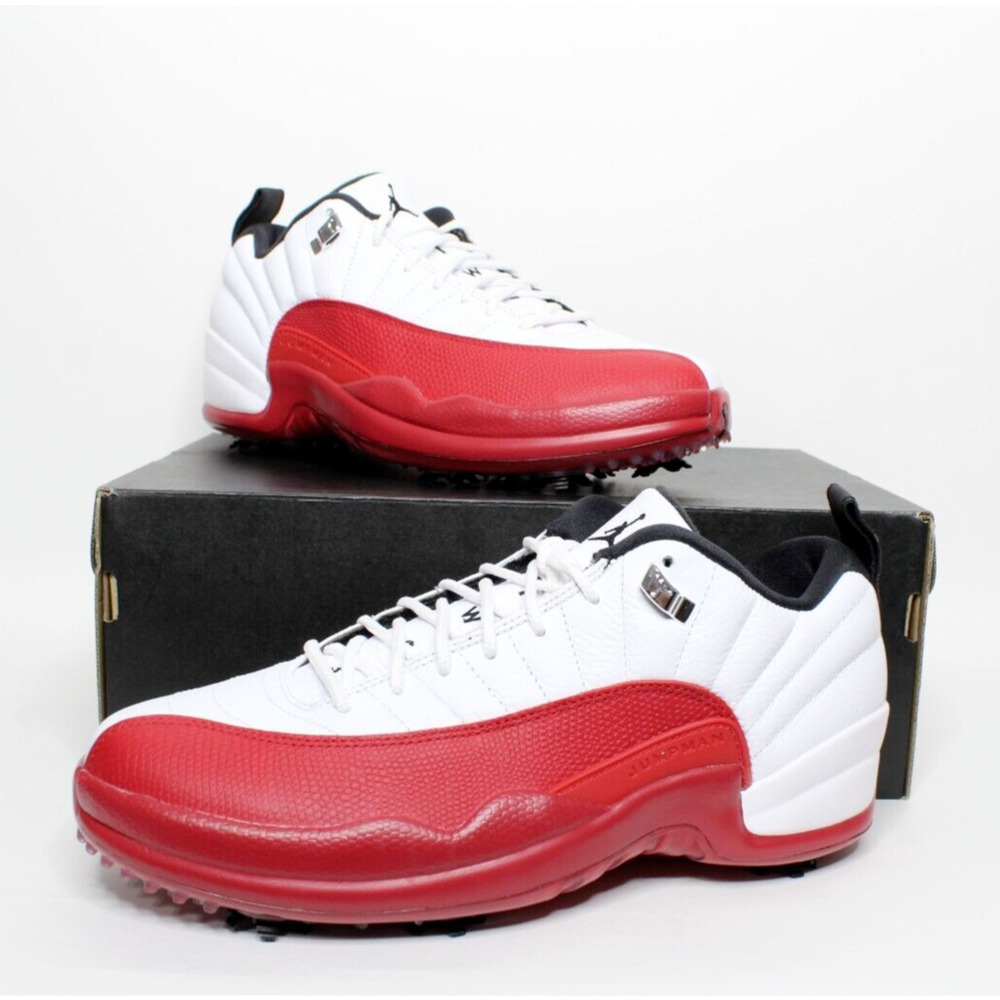 Air Jordan XII 12 Low Golf Shoes White Red Varsity DH4120-161 Men's Size 9.5 New - Picture 1 of 10